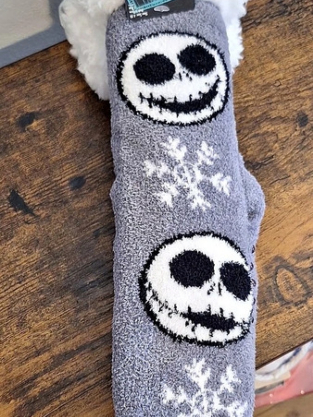 Disney The Nightmare Before Christmas Jack Skellington Slipper Socks Gray &